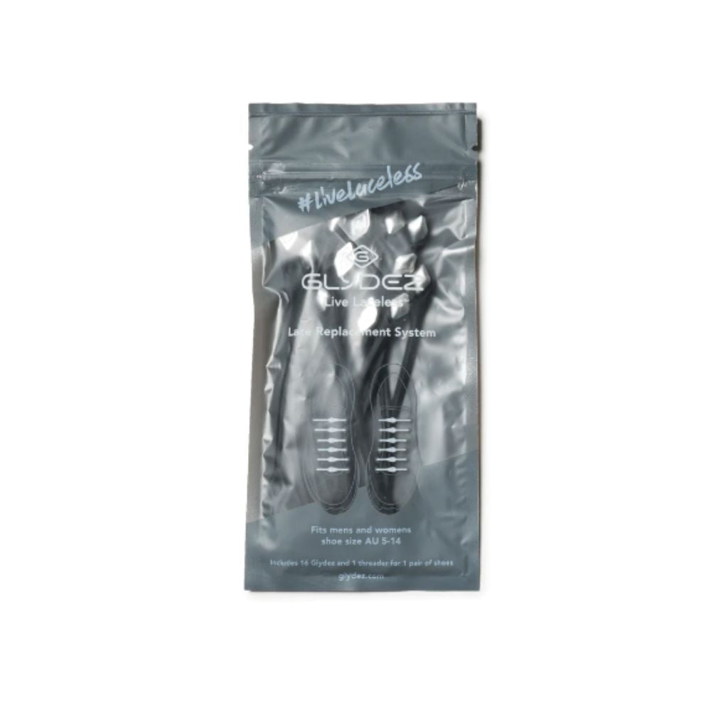 Glydez Regular No-Tie Laces - Black/Silver