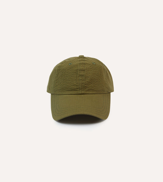 Green Seersucker Cotton Baseball Cap